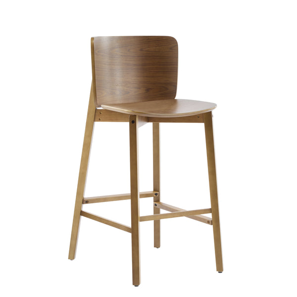 English Elm Christopher Knight Home® - Pari Walnut Indoor Wooden Barstool Set of 2 — Ergonomic Curved Back, Space-Saving Rustic Modern Seating N775P271409W