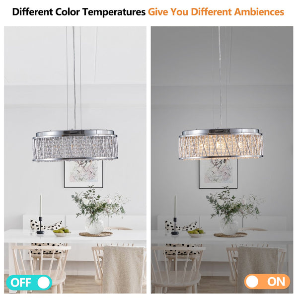 English Elm Modern Crystal 19" Round Chandelier Flush Mount - Adjustable Chain, Aluminum/Iron Frame, Elegant Glow W1340P189453