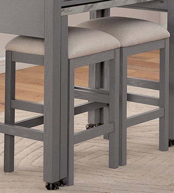 English Elm Rustic 3pc Counter Height Dining Set with Faux Marble Top, Slide-Out Extension, Storage Drawer & Stools B011S01308