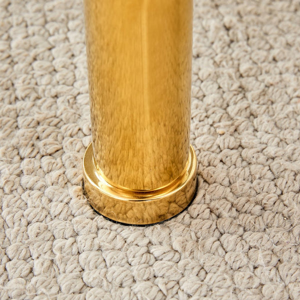 English Elm Contemporary Double Layer Tempered Glass Coffee Table 27.5" Top 23.6" Bottom Gold Legs, Modern Luxurious Design W1512P355039