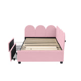 English Elm Twin Size Upholstered Daybed With 2 Drawers, Velvet Sofabed With Soft Fabric Headboard, No Box-Spring Needed, Pink