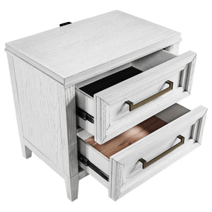 English Elm Avril Distressed White 2-Drawer Nightstand with Stepped Drawer Design, Rustic Chic Bedside Storage B062P299829