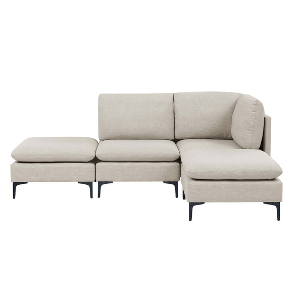 English Elm Linen Upholstered Modular Sectional Sofa with Black Metal Legs for Modern Living Almond B2748S00096