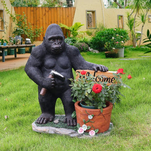 English Elm Outdoor Bear Planter Sculpture Hand Painted Resin Yard Statue for Garden Pathways W5398P455474