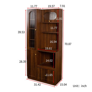 English Elm Kitchen Farmhouse Pantry Cabinet Tall Freestanding Three Door Pull Out Organizer W331S00212
