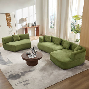 English Elm 155.91 Inch Modular Curved Sectional Sage Green Quilted Polyester Sofa for Living Room W2582S00197