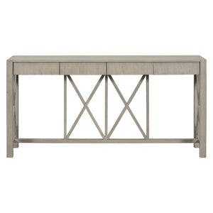English Elm U_Style 60'' Acacia Veneer Console Table With 4 Drawers & Open Shelf - Modern Farmhouse Design! N711P289747D-GIGA