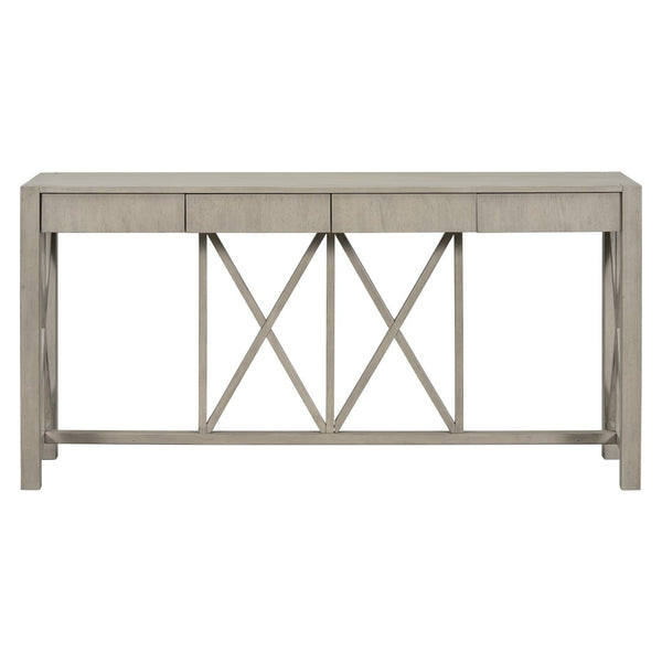 English Elm U_Style 60'' Acacia Veneer Console Table With 4 Drawers & Open Shelf - Modern Farmhouse Design! N711P289747D-GIGA