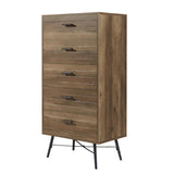 English Elm 5-Drawer Chest - Spacious and Stylish Chest Of Drawers, Dresser For Bedroom, Closet, Hallway, 23.6"W X 15.7"D X 48"H, Rustic Walnut