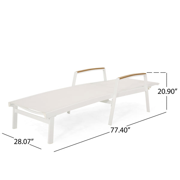 English Elm Christopher Knight Home® - OXTON Chaise Lounge with Breathable Nylon Mesh, Ergonomic Recline and Sleek Low-Profile Design for Comfort White 62753.00WWHIMP2