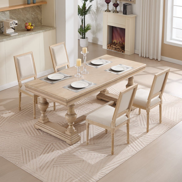 English Elm French Country Dining Chairs Set Of 2 – Elegant Upholstered Square Back, Stylish Comfort For Dining W3426P324534