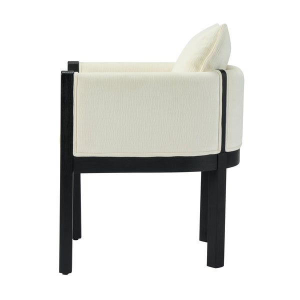 English Elm Christopher Knight Home® - Linen Upholstered Armchair Set Of 2 – Elegant White Chairs With Black Rubber Wood Legs For Modern Spaces N768P305168B