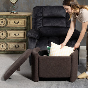 English Elm Mid Mid Century Modern Velvet Accent Chair with Wood Frame, Storage Ottoman, Cozy Reading Seat Brown W547P299475