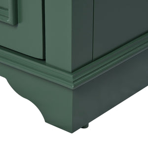English Elm 24'' Bathroom Vanity with Ceramic Sink Combo Modern Freestanding MDF Cabinet with Soft-Close Doors and Sleek Silver Handles for Spacious Organized Bathroom Storage Green N710P194893F