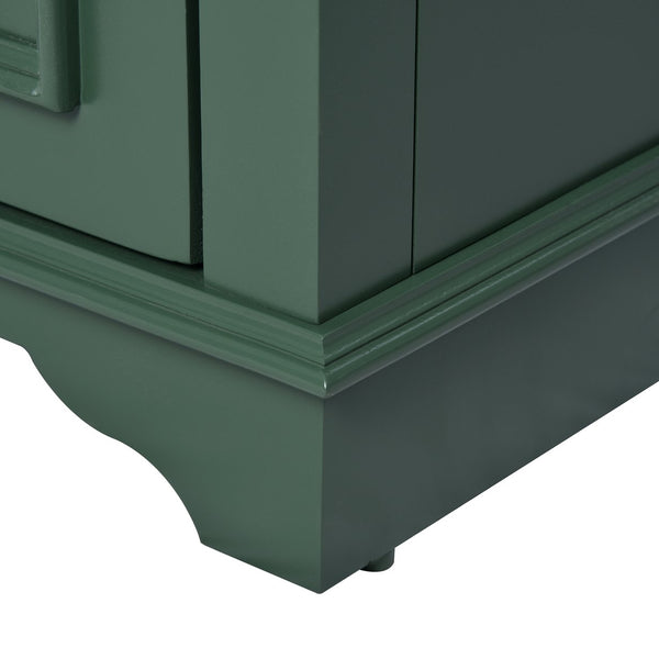 English Elm 24'' Bathroom Vanity with Ceramic Sink Combo Modern Freestanding MDF Cabinet with Soft-Close Doors and Sleek Silver Handles for Spacious Organized Bathroom Storage Green N710P194893F