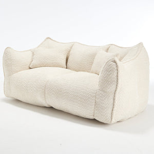 English Elm Soft Plush Foam Beanbag Chair for Two People, Square Recliner Sofa With Superfiber Comfort Embrace Beige W1996P252271