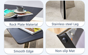 English Elm Table And Chair Set - Luxurious Black Marble-Patterned Top With Stylish Stainless Steel Legs & 4 Pu Chairs W1151S01961-GIGA