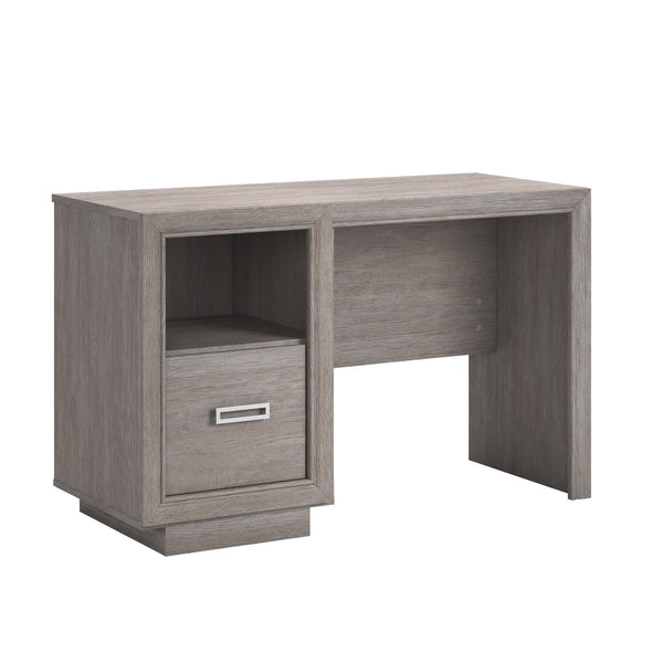English Elm Desk, Space-Saving Medium Grey Finish With Storage Drawer & Cable Management For Home Office Use B356P354414