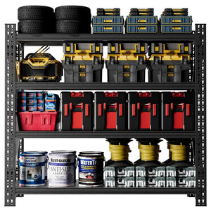 English Elm 5000 Lbs Industrial Steel Garage Shelving Unit with Adjustable Welded Four Shelf Design W2735P457279