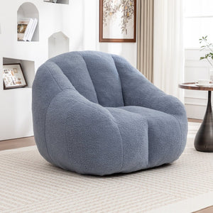 English Elm Bean Bag Chair Oversized Faux Fur Memory Foam Lounge Seat for Dorm or Living Room Light Blue W2200P302144