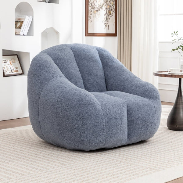 English Elm Bean Bag Chair Oversized Faux Fur Memory Foam Lounge Seat for Dorm or Living Room Light Blue W2200P302144