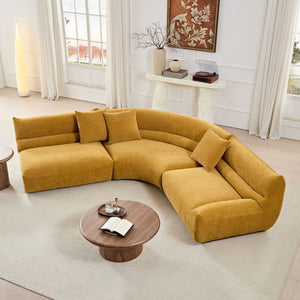 English Elm Modular Cloud Sectional Three Piece Curved Sofa with Polyester Upholstery for Living Room W2582S00203