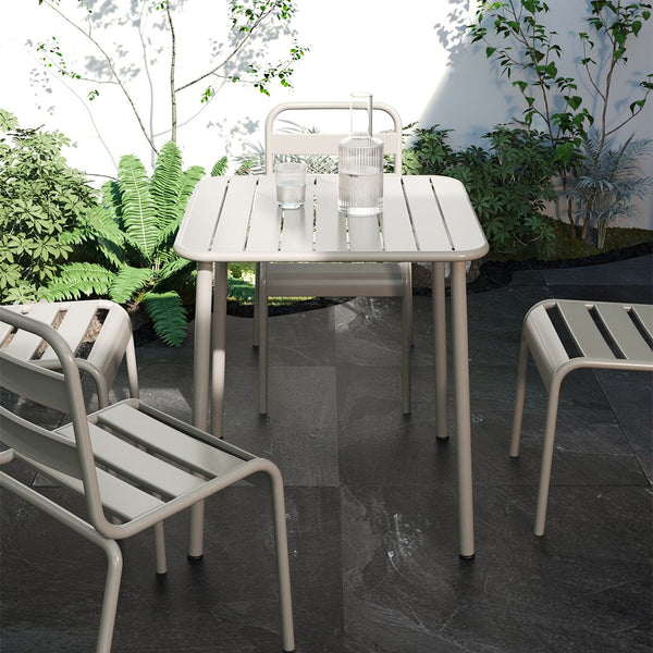 English Elm Sera outdoor square table - waterproof metal courtyard bistro table for balcony, villa, versatile seating Retro White W3318P306363