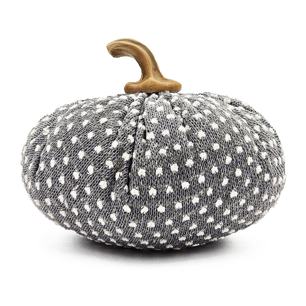 English Elm Set of 3 Chenille Weighted Pumpkins for Fall Décor with Realistic Stem, Farmhouse Harvest Tabletop Accents White+gray W2078P246705