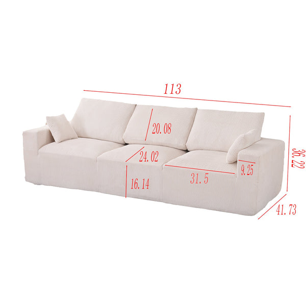 English Elm Boneless U-Shaped Modular Cloud Couch Sofa - 113" Corduroy Sleeper, No Assembly, Stylish Comfort W3401S00008