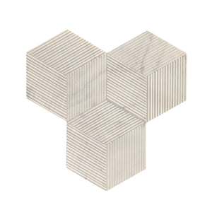 English Elm Hexagon Snow Mountain White Marble Tiles - Textured, 3D Fluted Design For Elegant Bathroom Walls W1696P262342