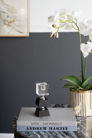 English Elm 2.4X2.4X5.9" Elegant Black And Clear Two-Tiered Square Candle Holder For Modern Home Décor Accents W2078P390744