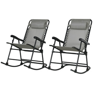 English Elm Outsunny 2-Piece Portable Folding Rocking Chair Set With Headrests For Patio, Deck, And Backyard Fun W2225P200467-GIGA