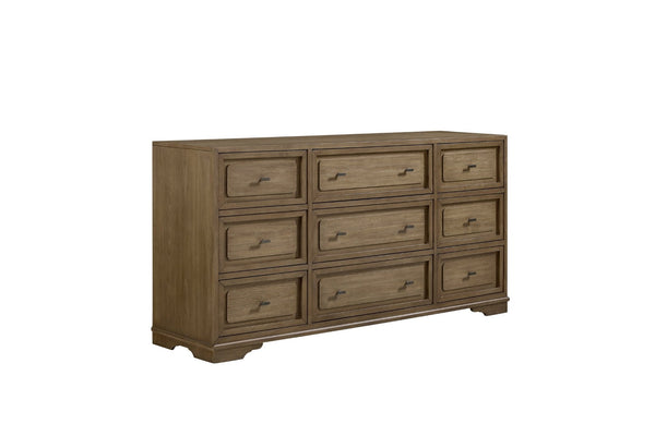 English Elm Hickory Veneer Nine Drawer Dresser with Felt and Cedar Lining for Master Bedroom B2699P439937