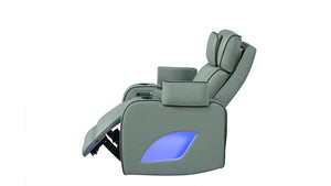 English Elm Fortuner Modern Recliner Chair With Massage, Power Recline & Usb Ports - Gray Faux Leather Elegance G150109104