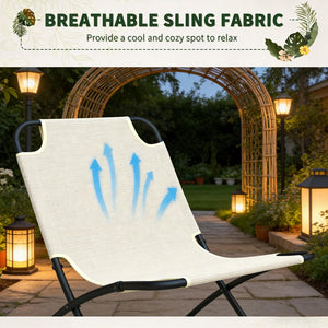 English Elm Relaxing Sling Fabric Outdoor Rocking Chair with Steel Frame for Porch or Poolside Deck T3971P445266