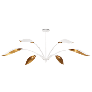 Yuriko Elegant White Chandelier with Gold Leaf Accents – Contemporary Design for Stunning Spaces