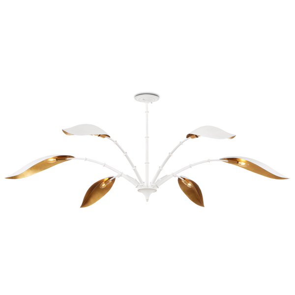 Yuriko Elegant White Chandelier with Gold Leaf Accents – Contemporary Design for Stunning Spaces