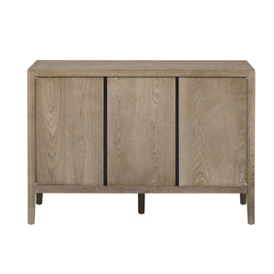 English Elm U_STYLE 47.2-Inch Farmhouse Sideboard with Ash Veneer, Double-Door Storage, Iron Handles, Stable Design Natural N711P241278A
