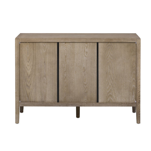 English Elm U_STYLE 47.2-Inch Farmhouse Sideboard with Ash Veneer, Double-Door Storage, Iron Handles, Stable Design Natural N711P241278A