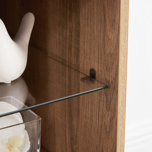 English Elm TV 58" Electric Fireplace TV Stand with LED 3D Flames, USB Charging, Ample Storage & Cable Management Oak W1758P215083