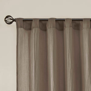 JLA Home Madison Park - Solid Crushed Sheer Curtain Panels Pair — Semi-Sheer Textured Drapes for Soft Light, Layering & Style Taupe MP40-4502