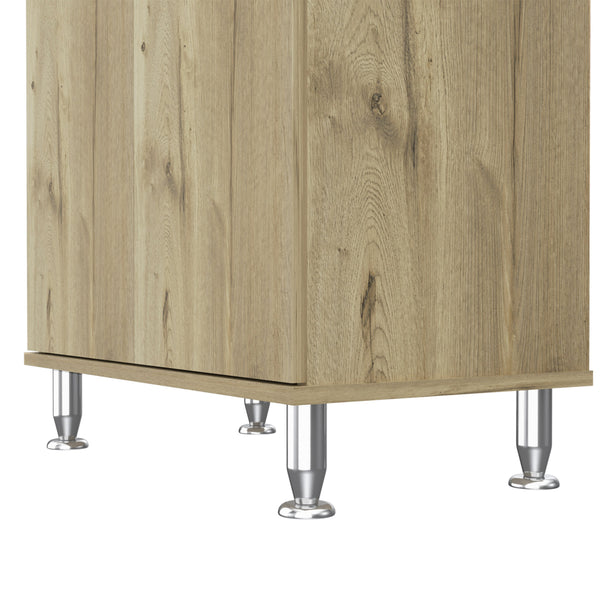 English Elm Bay Pantry Two-Door Cabinet with Drawer, Adjustable Metal Legs, Spacious Countertop & Hutch Beige 38 L x 18 W x 8 H B128P148868