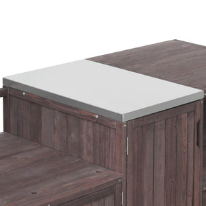 English Elm K&k 80.5 Inch Outdoor Kitchen Island Solid Fir Wood Stainless Steel Grill Cart Station Brown N707P392140Z