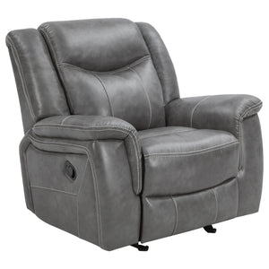 English Elm Encino Light Grey Upholstered Glider Recliner with Padded Arms, Leatherette Comfort & Modern Elegance B062P331086