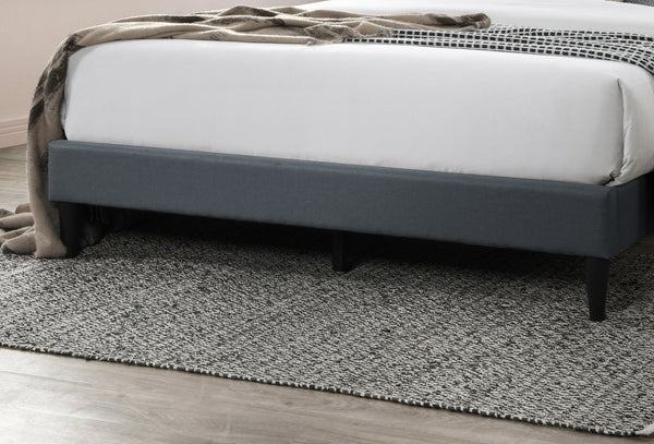 English Elm Modern Burlap Platform Bed Queen with Geometric Diamond Tufted Headboard, Sleek No-Box Spring Design Charcoal 66 L x 23 W x 9 H B011P238958