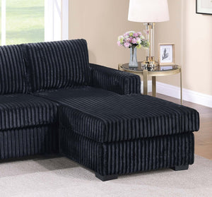 English Elm Modern Corduroy Upholstered L-shape Sectional Sofa with Plush Cushions for Living Room Black B011P430088