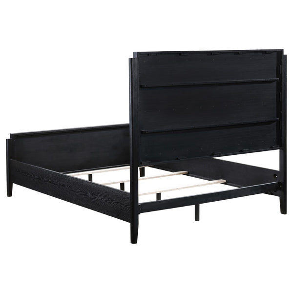 English Elm Ennis Fluted Queen Bedroom Set with Art Deco Hardware and Wire-brushed Black Finish B062S01433
