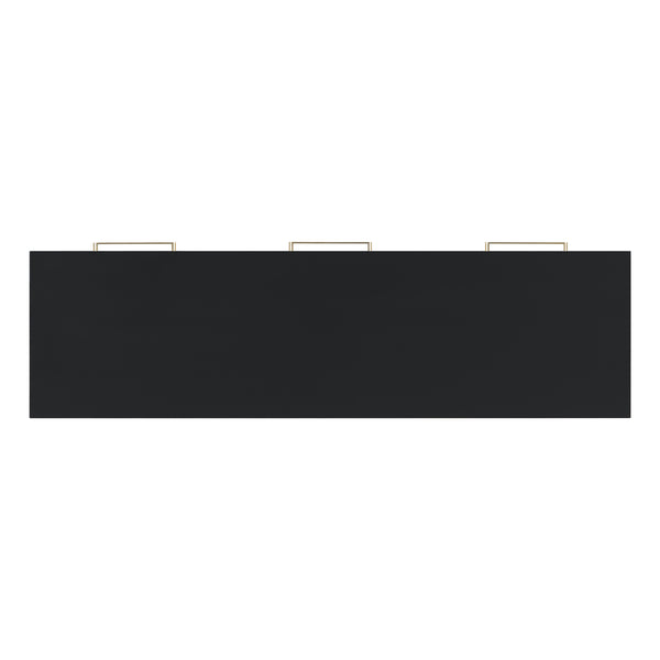 English Elm U_STYLE Elegant Console Table with Three Drawers, Long Slim Entryway Table for Hallway & Foyer Storage Black N711P175776B