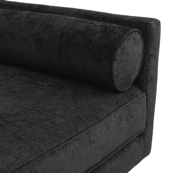 English Elm Chaise Lounge Mid-century Polyester Upholstered Birch Wood Legs Living Room Accent 68108.00BLK
