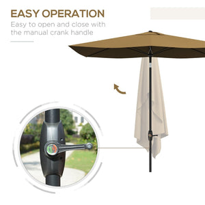 English Elm Outsunny 6.5' X 10' Rectangular Market Umbrella - Stylish Patio Shade With Crank, Tilt & Uv Protection W2225P200819-GIGA